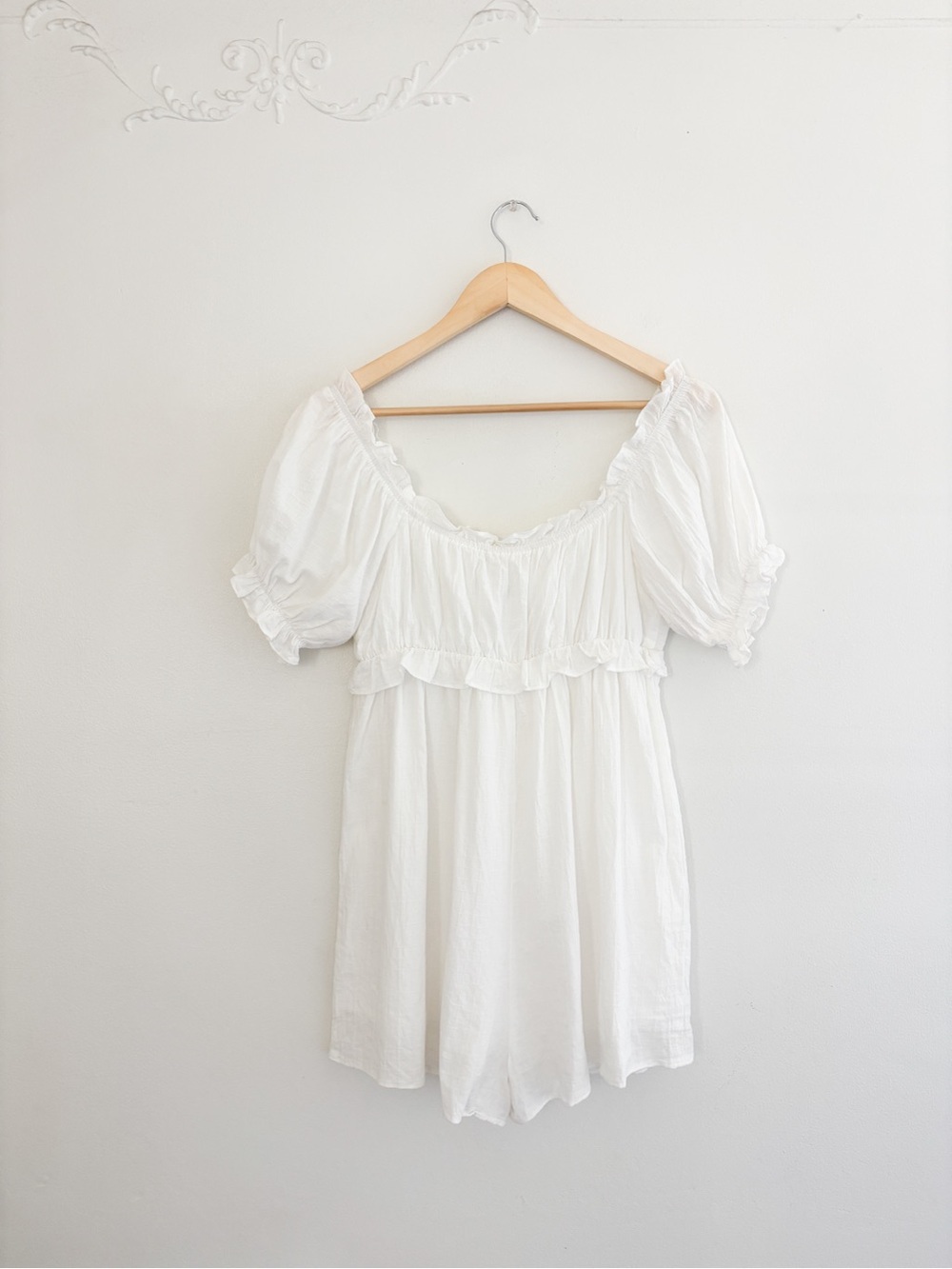 White Short Sleeve Babydoll Dress - Women - Picture 4 of 6